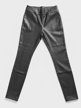 New York & Company Faux Leather Leggings Womens Small Black Stretch Pull On Pant